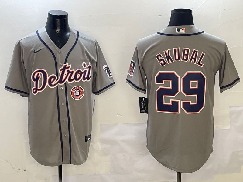 Men Detroit Tigers 29 Skubal Grey Game 2025 Nike MLB Jersey style 3126